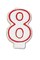 Party Central Pack of 6 White and Red Numeral "8" Decorative Birthday Party Candles